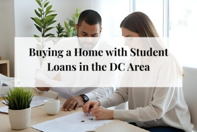 Young buyer reviewing finances and student loan payments while preparing to purchase a home in the DC area.