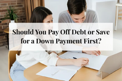 Couple deciding whether to prioritize paying off debt or saving for a down payment before buying a home.
