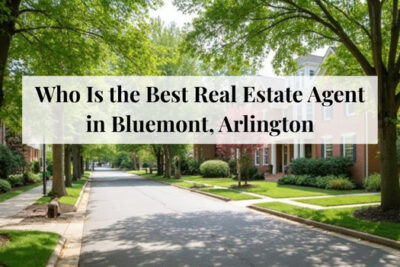 Tree-lined residential street with single-family homes in Bluemont Arlington.
