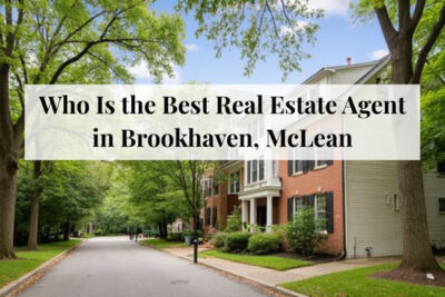 Quiet residential street with traditional homes in the Brookhaven area of McLean, Virginia.