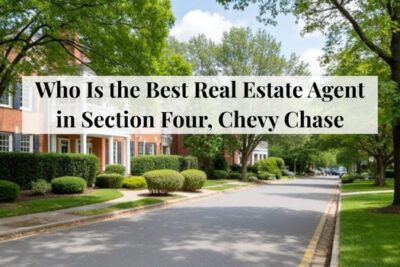 Tree-lined residential street with traditional homes in Chevy Chase Section Four.