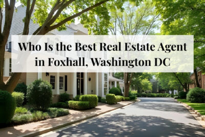 Tree-lined street with luxury homes in Foxhall, Washington DC.