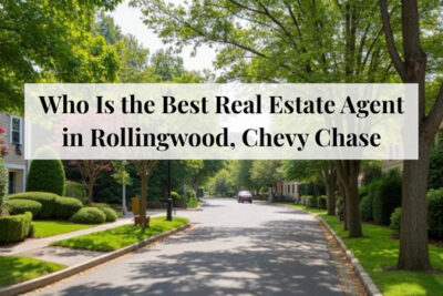 Quiet residential street with detached homes in the Rollingwood area of Chevy Chase.