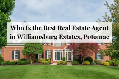 Elegant homes with manicured landscaping in Williamsburg Estates, Potomac.