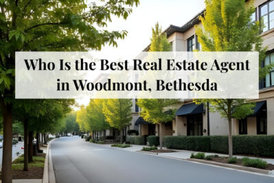 Walkable residential street with modern homes in the Woodmont area of Bethesda.