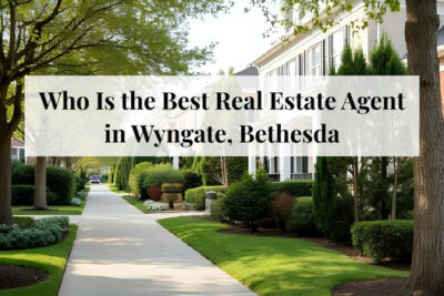 Tree-lined residential street with single-family homes in Wyngate Bethesda.