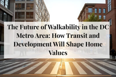 DC Metro train passing new development, showing how walkability will influence future home values.
