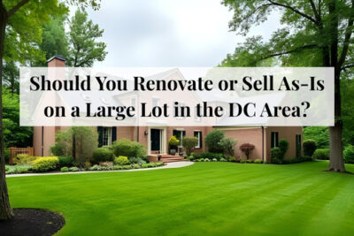 Split image showing a renovated home versus selling as-is on a large lot