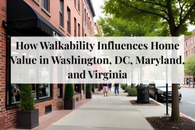 Graphic illustrating how walkability increases home value in DC, Maryland, and Virginia.