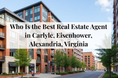 Modern condominium buildings in the Carlyle and Eisenhower area of Alexandria, Virginia.