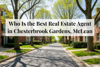 Tree-lined residential street with classic homes in Chesterbrook Gardens, McLean.