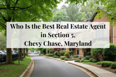 Residential street with well-kept homes in Chevy Chase Section 5, Maryland.