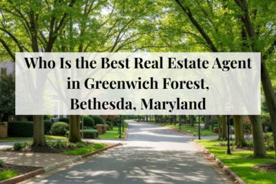 Classic single-family homes with mature landscaping in Greenwich Forest, Bethesda, Maryland.