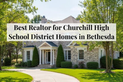 Residential homes located in the Churchill High School district in Bethesda, Maryland.