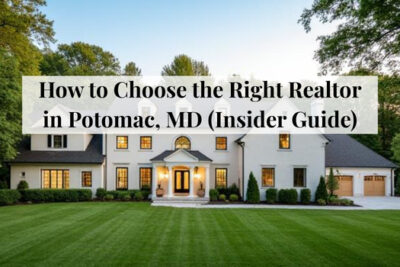 Homeowners walking with a realtor through a Potomac, Maryland neighborhood.
