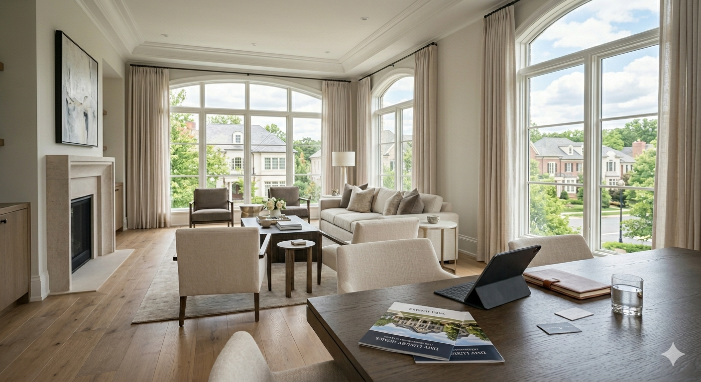 Staged luxury home in Washington DC with real estate marketing presentation