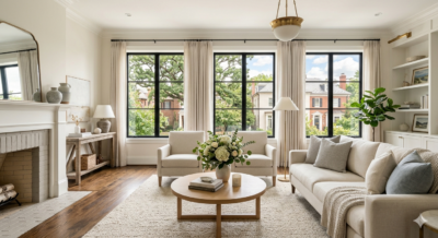 Staged living room in a Washington DC area home prepared for sale by a top DC real estate advisor