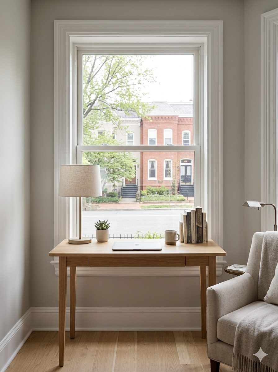 Home office in DC area property representing difficult financial decisions during a divorce home sale