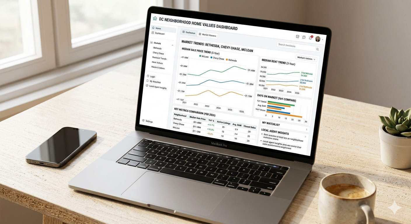 Home value dashboard and market trend analysis tools for Washington DC Bethesda and Northern Virginia properties