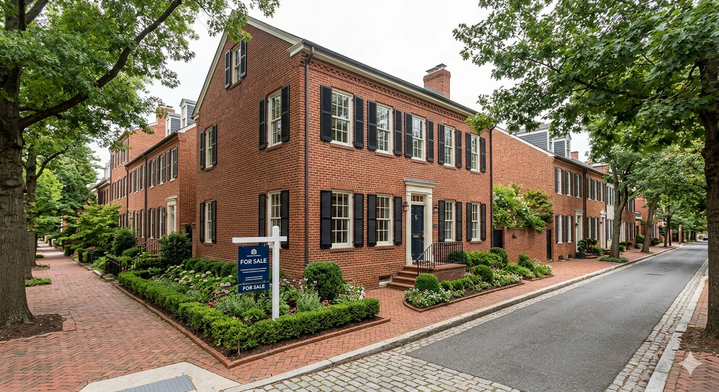 DC area home with for sale sign representing extended days on market trend in Washington DC real estate in 2026