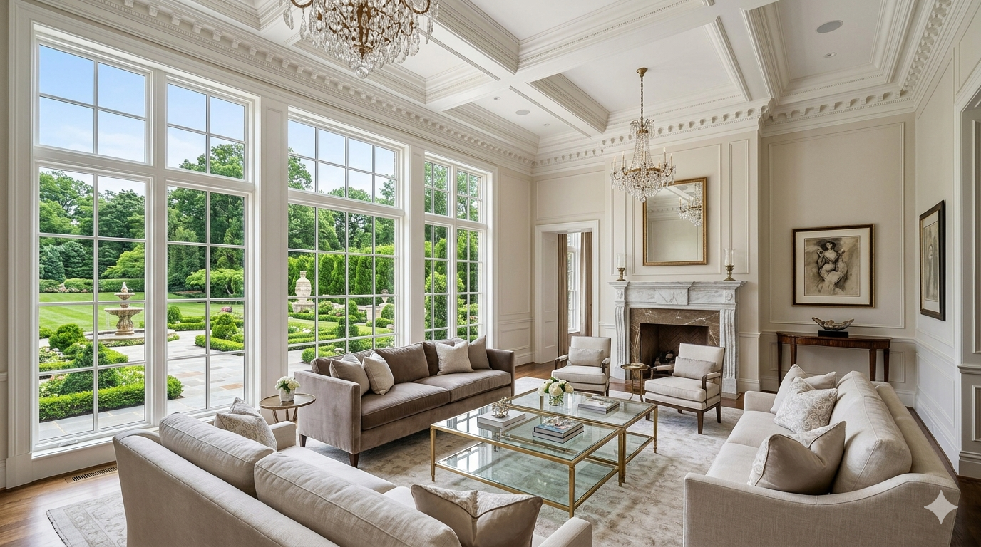 Grand luxury home living room in the DC metro area representing the shift in the Washington DC luxury real estate market since 2023