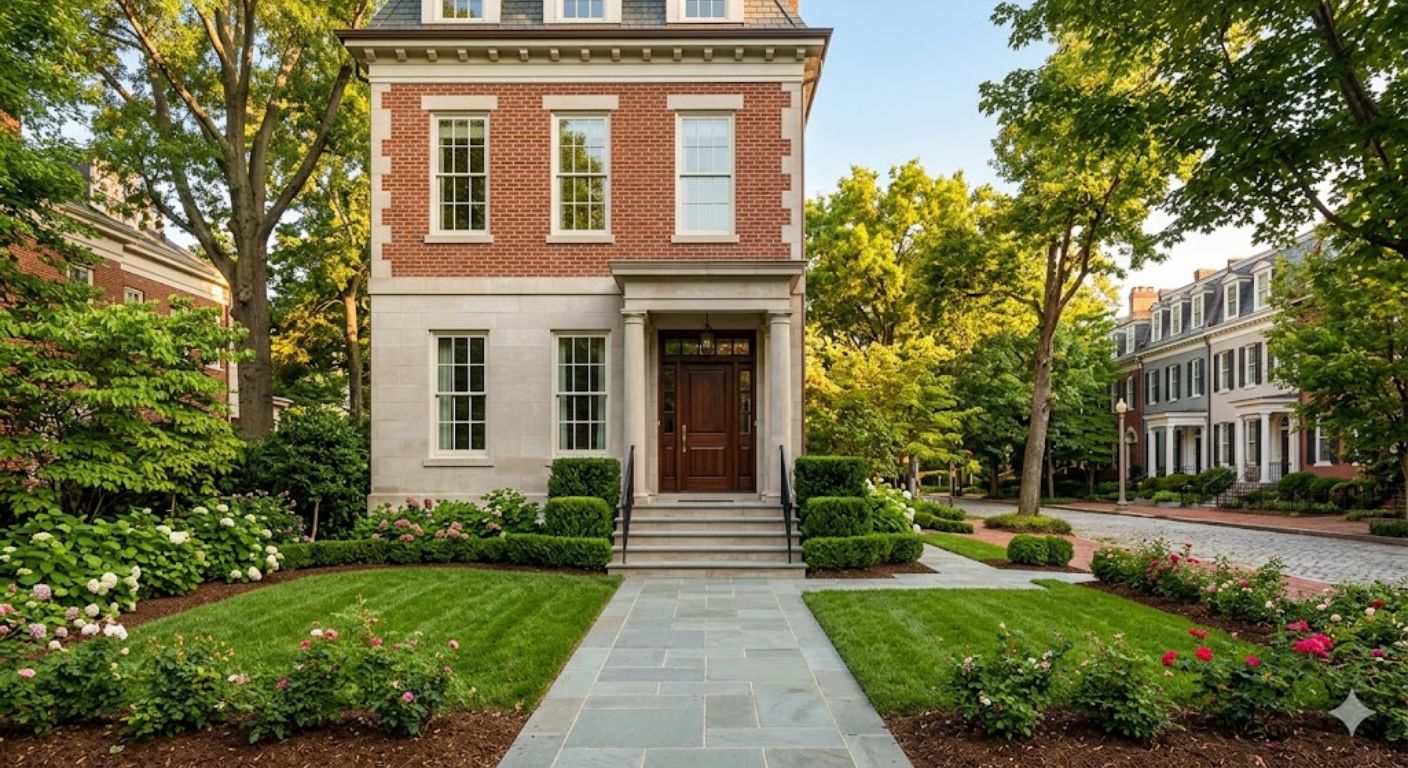 Traditional Washington DC home exterior on a quiet tree-lined street representing a high-value home sale with expert negotiation
