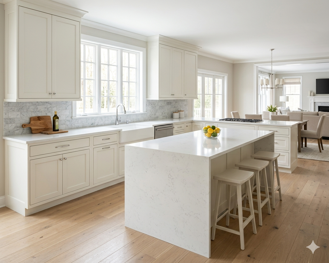 Bright, decluttered and staged kitchen interior with clean counters and natural light, representing home preparation for sale in the DC metro area