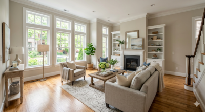 Staged DC townhome interior representing home equity and divorce real estate sale in Washington DC