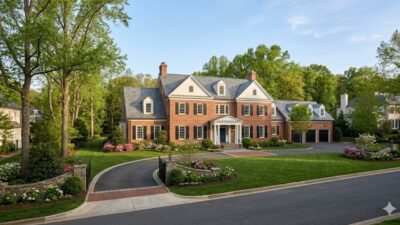 Large brick Colonial home in McLean Virginia on a spacious tree-lined lot