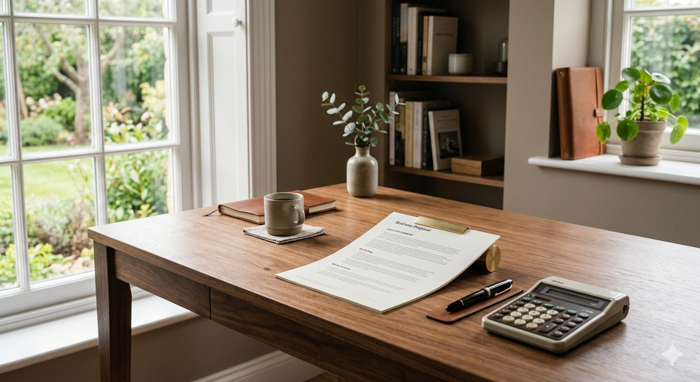 Desk with printed offer document and calculator representing the offer evaluation process for DC area home sellers