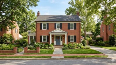 Traditional brick home in a quiet Washington DC neighborhood representing a fresh start after divorce