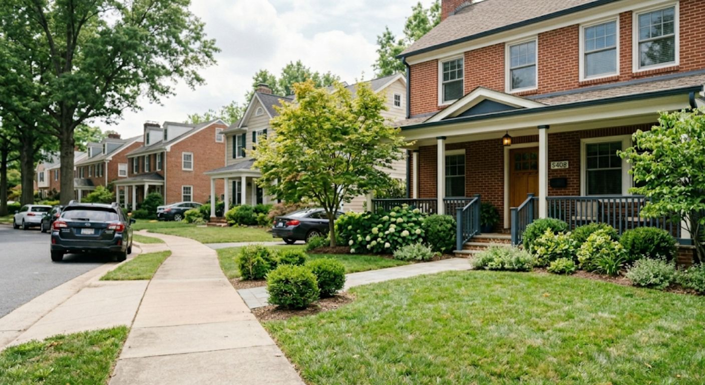 Home buyer standing outside a house in Washington DC considering whether to move forward with the purchase