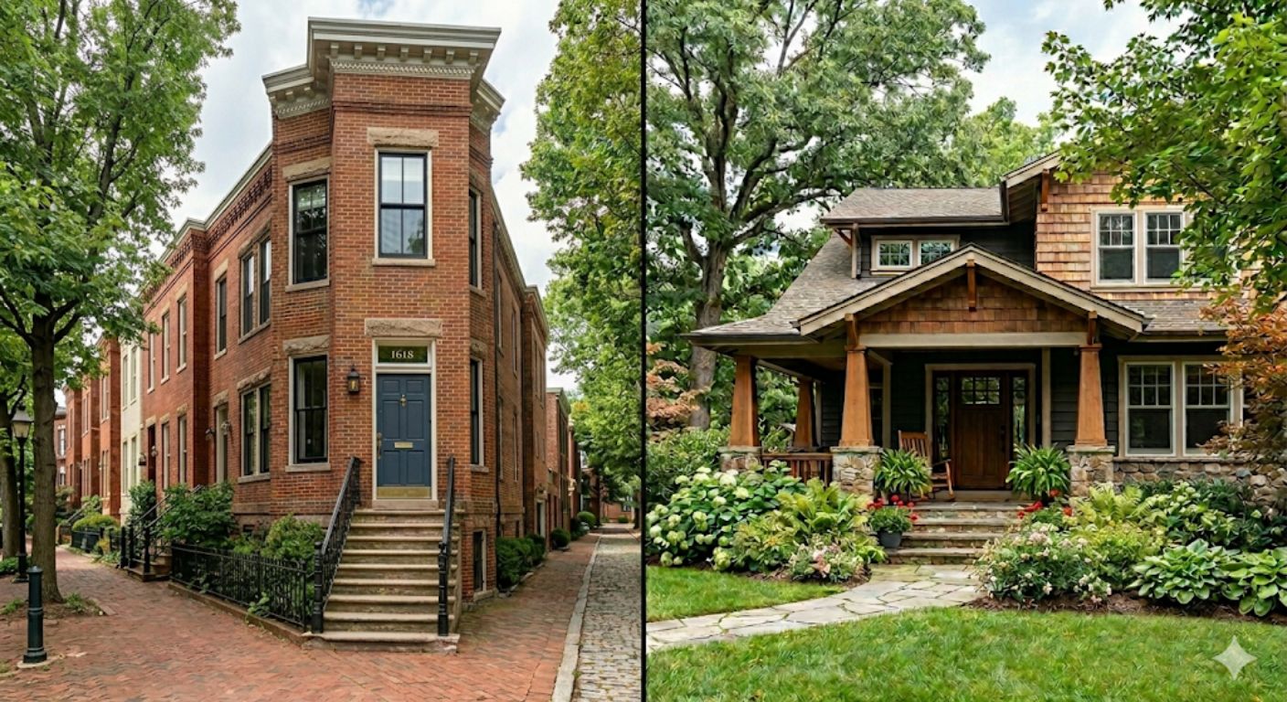 Side-by-side comparison of two homes in the Washington DC Metro area