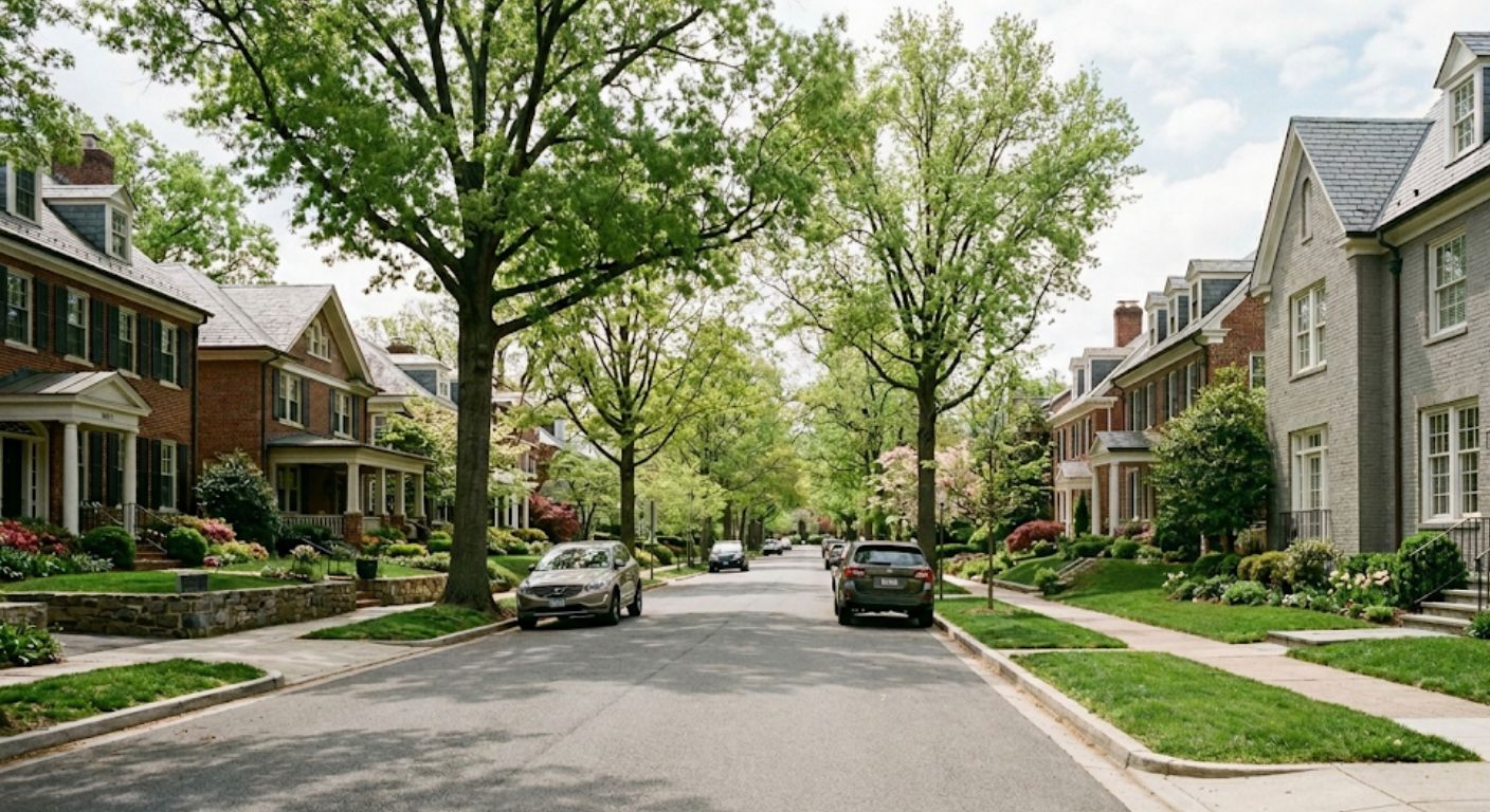 Residential street in Washington DC with few homes for sale showing limited housing inventory in 2026
