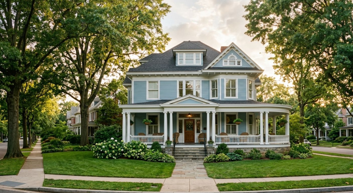 Exterior of a large historic home with a front porch in Cleveland Park DC