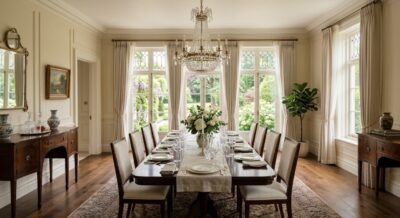 Elegant dining room in a large luxury home in Washington DC suitable for empty nesters considering downsizing