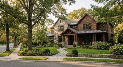 Large luxury single-family home on a tree-lined street in The Palisades neighborhood of Northwest Washington DC